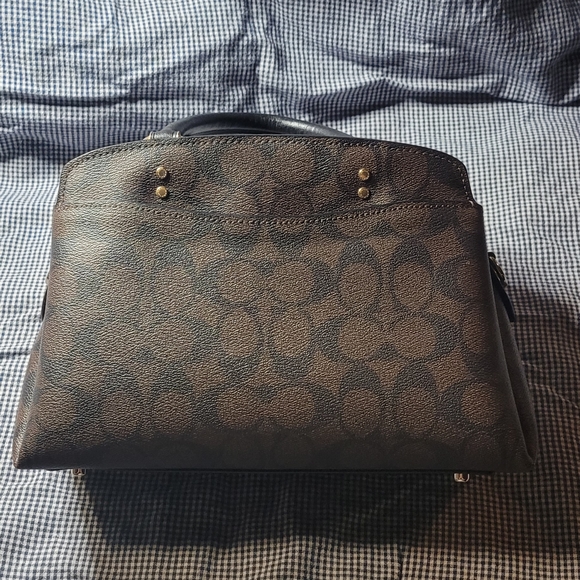 Authentic Coach purse, dark brown with black lettering - Picture 2 of 4